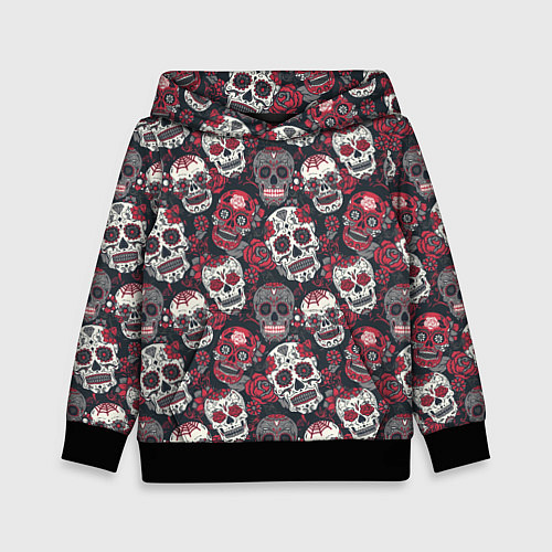 Детская толстовка День мертвых Черепа Мексика / 3D-Черный – фото 1
