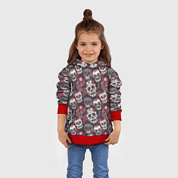 Толстовка-худи детская День мертвых Черепа Мексика, цвет: 3D-красный — фото 2