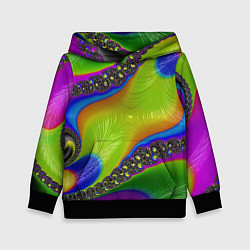 Толстовка-худи детская Кислотный фрактал Абстракция, цвет: 3D-черный