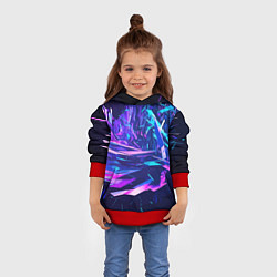 Толстовка-худи детская Абстрактная неоновая композиция Abstract neon comp, цвет: 3D-красный — фото 2