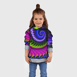 Толстовка-худи детская Разноцветная неоновая спираль Абстракция Multicolo, цвет: 3D-меланж — фото 2