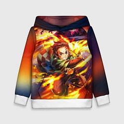 Толстовка-худи детская Клинок, рассекающий демонов Demon Slayer, цвет: 3D-белый