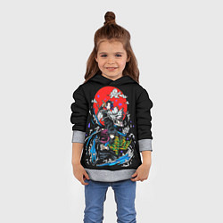 Толстовка-худи детская Шинобу Кочо Гию Томиока КЛИНОК РАССЕКАЮЩИЙ ДЕМОНОВ, цвет: 3D-меланж — фото 2