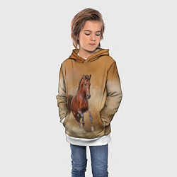Толстовка-худи детская BAY HORSE гнедой конь, цвет: 3D-белый — фото 2