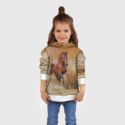 Толстовка-худи детская BAY HORSE гнедой конь, цвет: 3D-белый — фото 2