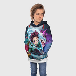 Толстовка-худи детская ТАНДЖИРО КЛИНОК, РАССЕКАЮЩИЙ ДЕМОНОВ DEMON SLAYER, цвет: 3D-белый — фото 2