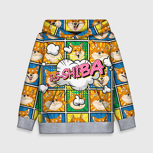 Детская толстовка Pop art shiba inu / 3D-Меланж – фото 1