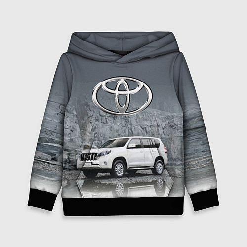 Детская толстовка Toyota Land Cruiser на фоне скалы / 3D-Черный – фото 1