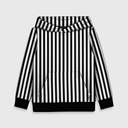 Толстовка-худи детская ПОЛОСКИ ЧЕРНО-БЕЛЫЙ, цвет: 3D-черный