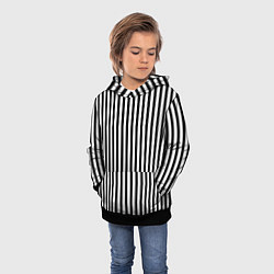 Толстовка-худи детская ПОЛОСКИ ЧЕРНО-БЕЛЫЙ, цвет: 3D-черный — фото 2