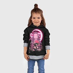 Толстовка-худи детская НЕЗУКО КЛИНОК, РАССЕКАЮЩИЙ ДЕМОНОВ NEZUKO, цвет: 3D-меланж — фото 2
