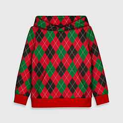 Толстовка-худи детская Классический аргайл, цвет: 3D-красный