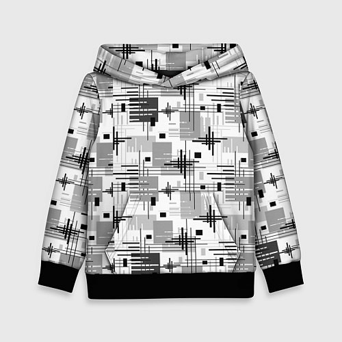 Детская толстовка Черно белый ретро геометрический узор / 3D-Черный – фото 1