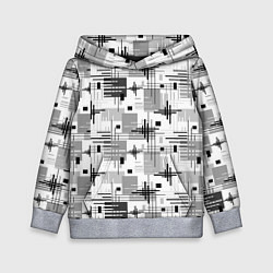 Толстовка-худи детская Черно белый ретро геометрический узор, цвет: 3D-меланж