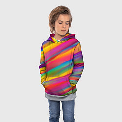 Толстовка-худи детская Красочный летний паттерн Цветные полосы, цвет: 3D-меланж — фото 2