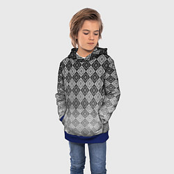 Толстовка-худи детская Геометрический узор в серых тонах градиент, цвет: 3D-синий — фото 2