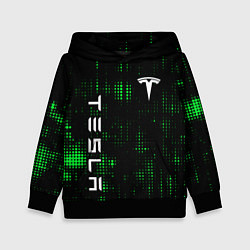Толстовка-худи детская Tesla Зеленые точки, цвет: 3D-черный
