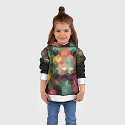 Толстовка-худи детская Разноцветный геометрический узор 3D, цвет: 3D-белый — фото 2