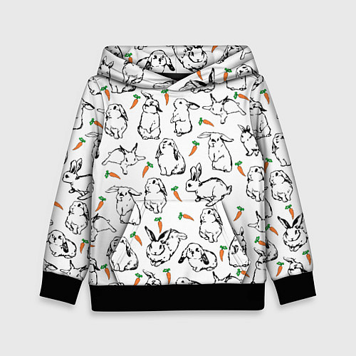 Детская толстовка Зайцы с морковками / 3D-Черный – фото 1