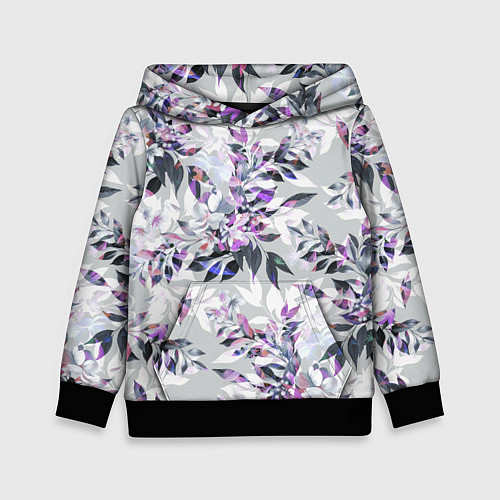 Детская толстовка Цветы Серый Букет / 3D-Черный – фото 1