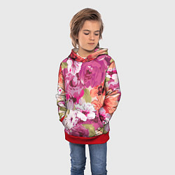 Толстовка-худи детская Красочный цветочный паттерн Лето Fashion trend 202, цвет: 3D-красный — фото 2