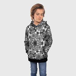 Толстовка-худи детская Черно-белый геометрический мозаичный узор, цвет: 3D-черный — фото 2