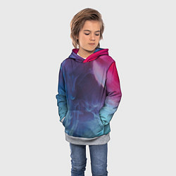 Толстовка-худи детская Неоновый дым - Голубой и розовый, цвет: 3D-меланж — фото 2