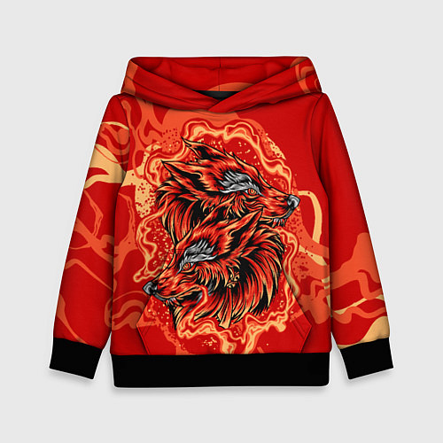Детская толстовка Огненные лисы / 3D-Черный – фото 1