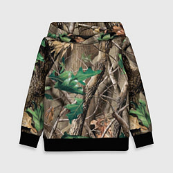 Толстовка-худи детская КАМУФЛЯЖ ЛЕСНОЙ, цвет: 3D-черный