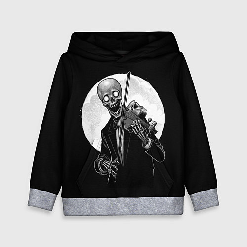 Детская толстовка Скелет скрипач под полной луной / 3D-Меланж – фото 1