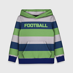 Толстовка-худи детская Цветные полосы текст футбол Text football colored, цвет: 3D-синий