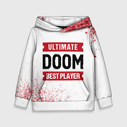 Толстовка-худи детская Doom: красные таблички Best Player и Ultimate, цвет: 3D-белый