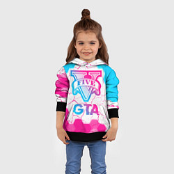 Толстовка-худи детская GTA Neon Gradient, цвет: 3D-черный — фото 2