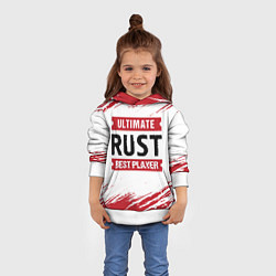 Толстовка-худи детская Rust: красные таблички Best Player и Ultimate, цвет: 3D-белый — фото 2