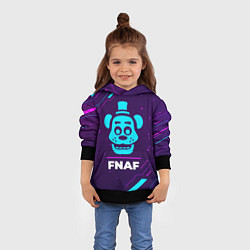 Толстовка-худи детская Символ FNAF в неоновых цветах на темном фоне, цвет: 3D-черный — фото 2