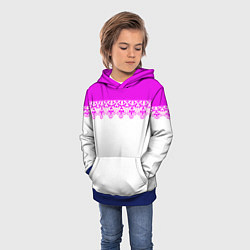Толстовка-худи детская White and pink lace pattern, цвет: 3D-синий — фото 2