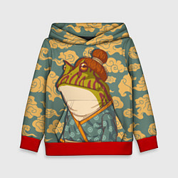 Толстовка-худи детская Японская лягушка, цвет: 3D-красный
