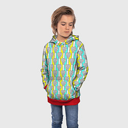 Толстовка-худи детская Striped multicolored pattern with hearts, цвет: 3D-красный — фото 2