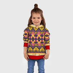 Толстовка-худи детская Африканский узор орнамент из шерсти Africa Wool Pa, цвет: 3D-красный — фото 2