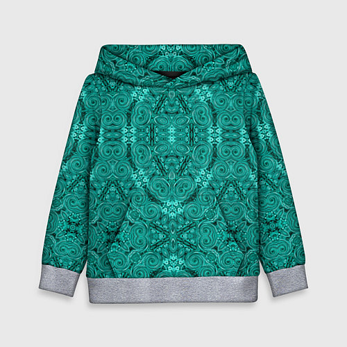 Детская толстовка Бирюзовый восточный ажурный узор / 3D-Меланж – фото 1