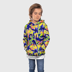 Толстовка-худи детская Пятнистый желто-фиолетовый узор, цвет: 3D-белый — фото 2