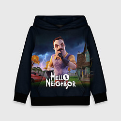 Толстовка-худи детская Hello Neighbor игра Привет сосед, цвет: 3D-черный