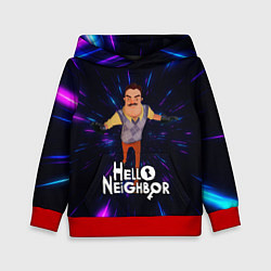 Толстовка-худи детская Hello Neighbor Привет сосед Бегущий сосед, цвет: 3D-красный