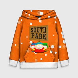 Толстовка-худи детская Южный Парк на фоне кружков, цвет: 3D-белый