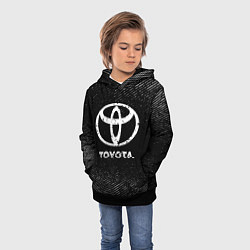 Толстовка-худи детская Toyota с потертостями на темном фоне, цвет: 3D-черный — фото 2
