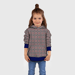 Толстовка-худи детская Красный, черный квадраты на гранжевом сером, цвет: 3D-синий — фото 2