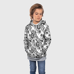 Толстовка-худи детская Black and white sport pattern, цвет: 3D-меланж — фото 2