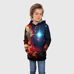 Толстовка-худи детская Яркая звезда в космическом пространстве, цвет: 3D-черный — фото 2