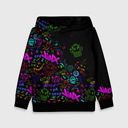 Толстовка-худи детская League Of Legends неон - Arcane logo, цвет: 3D-черный