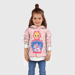 Толстовка-худи детская Матрешка в узорах, цвет: 3D-белый — фото 2